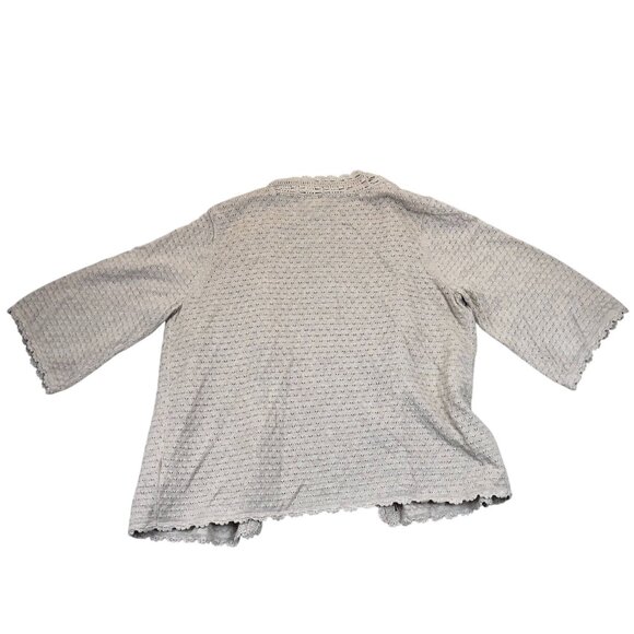 Mercer Street Studio Womens Cardigan Sweater Large Beige Open-Front Crochet Boho - Picture 2 of 12